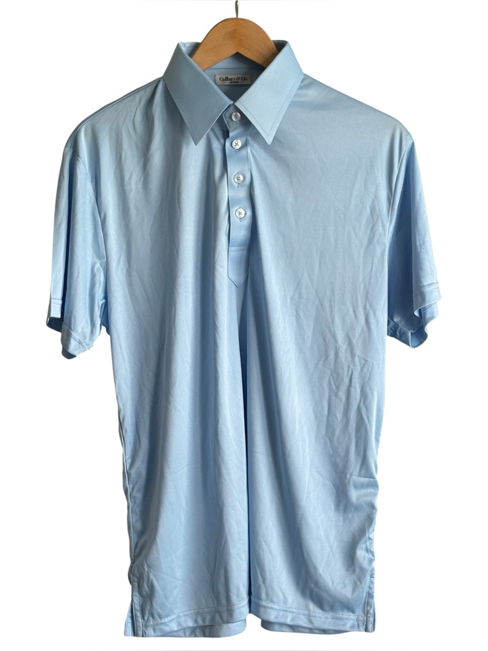 Collar & Co. Mens Blue Polo Size Medium Preppy Business Wrinkle Resistant